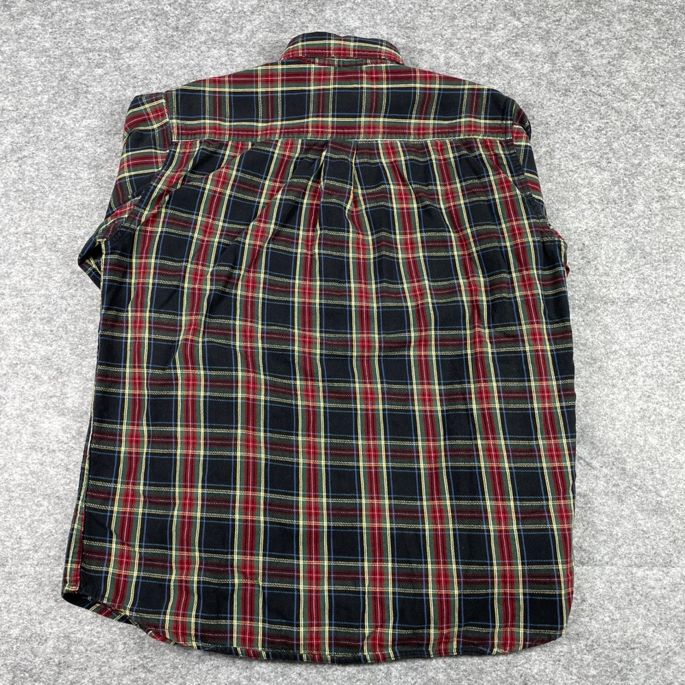 LL Bean Flannel Shirt Mens Medium Regular Red Green Scottish Plaid Button Down - Picture 3 of 9